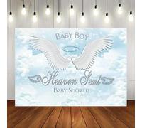 Blue Baby Shower Baby Heaven Backdrop White Wings Photography Background Blue Sky White Clouds Prince Angel Banner 300x200cm
