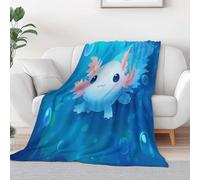 Blue Baby Size Throw Blanket Kids Boys Girls, Cute Animal Axolotl Pattern Printed Throw Blanket - Fluffy Soft Cozy Plush Blanket for Couch Bed Sofa, 39 × 52 inch