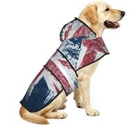 Blue Background British Flag Waterproof Dog Raincoat And Rain Jacket For Small Medium Large Dogs With Reflective Stripes And Adjustable Belly Strap