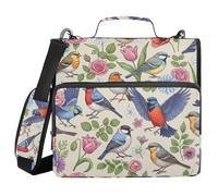 Blue Background Cartoon Car City 3 Ringing Zipper Binder Organizer with Handle Multiple Pockets Documents Files Storage Bag for Middle School