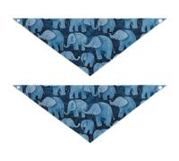 Blue Background Cartoon Elephants 2 Pack Dog Bandanas Bulk Dog Breed Bib Pet Holiday Accessories Decor for Dogs Cats