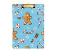 Blue Background Gingerbread & Candy Cane clipboard with Hanging Hook Plastic for Teacher Must Haves for Classroom Elementary Size 9 x 12