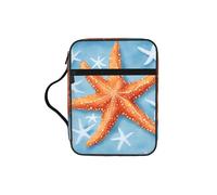 Blue Background Starfish 1 Print Bible Cover Case, Carrying Book Case with Durable Handle Bible Protective Church Bag for Men Women