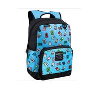 (Blue) Backpack School Minecraft Bag Large Capacity Travel Casual Bag Student Gift Kids