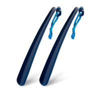 Blue Badge 43cm Shoe Horn, Extra Long Handled Navy Plastic Shoe Horn for Taking Boots on and off with Comfort Grip, Long Shoe horn for Men, Women - Pack of 2