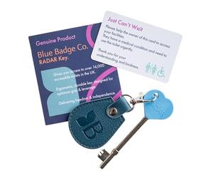 Blue Badge Co Genuine NKS Radar Key for Disabled Toilets UK with Recycled Bottles Keyring in Peacock, Accessible Loos in The UK, Easy Turn Access Disabled Toilet Key UK, Bathroom with Radar Lock