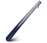 Blue Badge Co Long Handled Navy Plastic Shoe Horn Dressing Aid with comfort grip and hanging hook Made in the UK