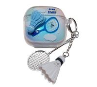 Blue Badminton Pattern Accessories Headphone Earphone Protective Cover Case for Huawei FreeBuds SE 3 with Pendant