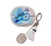 Blue Badminton Pattern Accessories Headphone Earphone Protective Cover Case for Lenovo Thinkplus LP5 Pro with Pendant