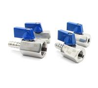 Blue Ball Valve SS304 1/8-1/4-3/8-1/2-3/4 To 7mm-8mm-10mm-12mm-14mm-16mm-18-20mm Pagoda Adapter 2 Way(1I8inchX12mm 100g)