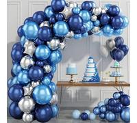Blue Balloon Arch Kit,101pcs Navy Blue Silver Balloons Garland Arch Kit with Foil Star Ballons for Men Boys Birthday Party Decoration, Space Party, Baby Shower, 1st Birthday, Graduation, Wedding