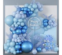 Blue Balloon Arch Kit, Double Stuffed Pastel Blue Light Blue Balloon Garland with and Metallic Blue Balloons, Baby Blue Balloon Garland Arch Kit Latex Balloons Set for Boys Men Birthday Decorations