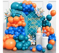Blue Balloon Arch Kit - Matte Orange Teal Blue Latex Helium Balloons for Boy Space Party Decoration