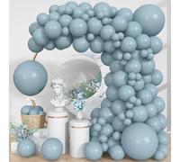 Blue Balloons, 113Pcs Different Sizes Pale Aqua Blue Balloon Arch Garland Kit 18/12/10/5 Inch, Matte Retro Powder Light blue Latex Helium Balloon for Birthday Boho Baby Boys Shower Party Decorations