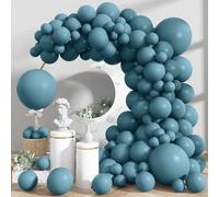 Blue Balloons 113Pcs, Dusty Blue Balloon Arch Garland Kit Different Sizes, 5 10 12 18inch Matte Retro Slate Blue Fog Latex Helium Balloons for Boho Birthday Wedding Baby Shower Party Decorations