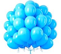 Blue Balloons, 50 Pcs Light Blue Balloon 12 Inch Sky Blue Latex Balloons with Ribbons for Women Girls Men Boys Birthday Theme Wedding Baby Shower Graduation Engagement Party Supplies Decorations