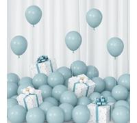 Blue Balloons 5inch Small Pale Aqua Balloon 60pcs Mini Round Retro Light Dusty Fog Blue Latex Balloons for Arch Garland Boho Birthday Party Decoration Wedding Baby Shower Graduation