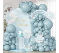 Blue Balloons Arch Pale Aqua Balloons Garland Light Dusty Fog Blue Balloon Different Sizes 5 10 12 18inch Helium Latex Balloon Boho Birthday Party Decoration Wedding Baby Shower Graduation