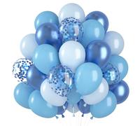 Blue Balloons, Pack of 60, Blue Balloons, Navy Blue, Light Blue Metallic Helium Balloons, Blue Confetti Balloon, Blue Birthday for Boy, Baby Shower, Wedding, Youth Initiation Party Decoration