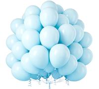 Blue Balloons Set, 50 Pcs Pastel Blue Balloon 12 Inch Macaron Blue Latex Balloons with Ribbons for Boys Girls Birthday theme Gender Reveal Baby Shower Carnival Events Bridal Party Decorations Supplies