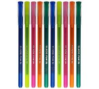 BLUE Ballpoint Pens, 0.6mm Fine Point, Pack of 5, ELKOS FunXtra Smooth Ball Pens, Perfect for School Office Home Pens, PATEL Black Ball Pen