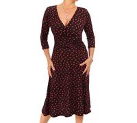 Blue Banana Women's 3/4 Sleeve Printed Fit & Flare Knee Length Dress - Red and Black Size 18