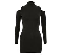 Blue Banana Women's Cold Shoulder Polo Neck Long Sleeve Jumper - Black Size 14