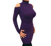 Blue Banana Women's Cold Shoulder Polo Neck Long Sleeve Jumper - Purple Size 16