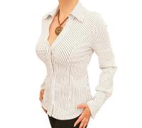 Blue Banana Women's Pin Stripe Super Stretchy Long Sleeve Fitted Shirt - Black Size 14