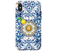 Blue baroque Sicilian sun lemon art Case for iPhone X/XS