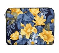 Blue Base Yellow Floral Laptop Sleeve 10inch Laptop Protective Case for Women Men Shockproof Computer Cover Portable Notebook Briefcases Computer Carrying Bag Lap Top Protector Compatible with Noteboo