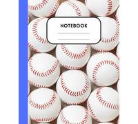 Blue Baseball Journal Composition Notebook: 120 Pages, Wide Ruled, 7.5"x9.25" - Composition Size, Matte Cover
