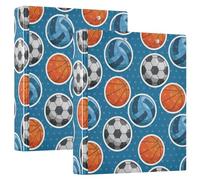 Blue Basketball Football 3 And A Half Inch Binder 3 Ring Binder With Storage Box 1/2 Pack Binder Aesthetic Binder Hard Cover
