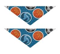 Blue Basketball Football Dog Bandanas Bulk Unique Shape Adjustable Fit Triangle Bibs Kerchief Set Cute Pet Holiday Set for Dogs Cats