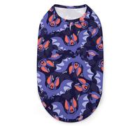 Blue Bats, Red Eyes and Ears Full Moon Dog Shirts Summer Pet T Shirts Soft Sleeveless Tank Top Pet Clothes for Small Puppy and Cats L