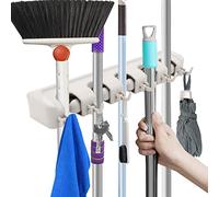 BLUE BAZAAR 1 Pack Broom Mop Holder Wall Mounted，Heavy Duty Broom Storage Utility Room Storage Solutions for Broom Cupboard Kitchen Bathroom Garage and Garden Tool Organiser (Gray, 1 PCS)