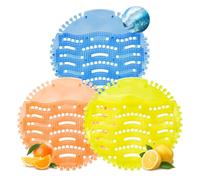 BLUE BAZAAR 18 Pack Urinal Mats 16X16CM Urinal Screens Splash Mats Urinals Deodoriser Three colors Clogging Lasting Odor Freshener Urinals Cake for Bathroom Restroom