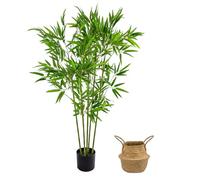 BLUE BAZAAR 6FT Artificial Palm Tree Indoor, Tall Faux Tropical Areca Tree with Lifelike Leaves, Large Fake Green Plant in Black Pot for Home Office Living Room Bedroom Corner Décor (140cm)