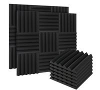 BLUE BAZAAR Acoustic Foam Panels 24 Pack with Double Sided Tape Thick Acoustic Foam Panels Sound Proofing Panels Studio Acoustic Wall Panels for Studio Office Home (Triangular Groove)