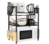 BLUE BAZAAR Expandable Kitchen Cupboard Organiser, 3-Tier Multi-Purpose Shelf Organiser for Home and Kitchen Storage - Adjustable Counter Shelf Rack for Pantry, Cabinet, and Worktop