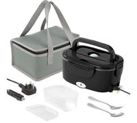 BLUE BAZAAR Heated Lunch Box 23X16X10 CM 1.5L Portable Food Warmer 12V/24V/220V Lunch Box with 2 Pack Containers for Car Truck Office 3-in-1 from Home for Office Builders Travellers (Black)