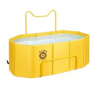 BLUE BAZAAR Home Spa Bathtub for Adults Portable Foldable 70×65cm Freestanding PVC Soaking Tub with Thermal Insulation, Dual Drain System, Non-Inflatable Bath Barrel for Small & Compact (Yellow)