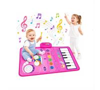 BLUE BAZAAR Kids Musical Mat Piano Drum Play Mat Record Playback Toy Pink | Interactive animal music mat with piano keys, drum sounds and recording function for kids learning, indoor outdoor play