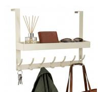 BLUE BAZAAR Over Door Hanger Hooks Double Layer Stainless Steel Door Hanger Organizer 5/7 Hooks for Coat, Hat, Bag, Towel, Robe - Space Saving for Bedroom, Bathroom, Closet, Entryway (White 7 Hooks)