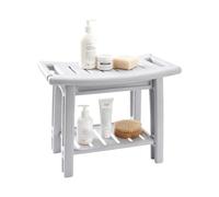 BLUE BAZAAR Shower Bench 2-Tier Bathroom Stool Footstool Plastic Shower Stool with Handles Portable Waterproof for Inside Shower, Bathroom,Living Room, Bedroom (Gray)