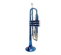 Blue Bb Trumpet for Beginners, Ni Copper Valve Gold Keys | Double ni copper valve resists erosion, ni coated screws prevent ruggedness, diamond polished mouthpiece for rich tones,
