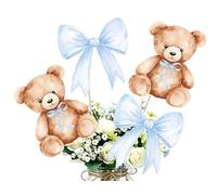 Blue Bear Bow Centerpiece Sticks Bearly Wait Table Toppers 16PCS | Baby Shower Decor, Teddy Bear Theme, Floral Arrangement, Party Table Decor, Blue Bow Design
