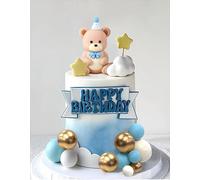 Blue Bear Cake Decoration Blue Gold Balls Cake Topper Bears Cake Decoration Baby Shower Birthday Cake Decoration