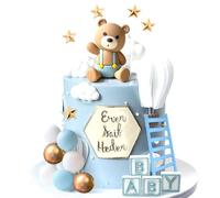 Blue Bear Cake Decoration Blue Gold Balls Cake Topper Bears Cake Decoration for Baby Shower Birthday