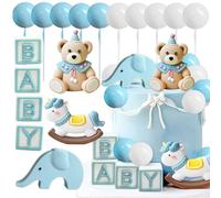 Blue Bear Cake Decoration Blue White Balls Cake Topper Bears Cake Topper Baby Shower Birthday Cake Decoration